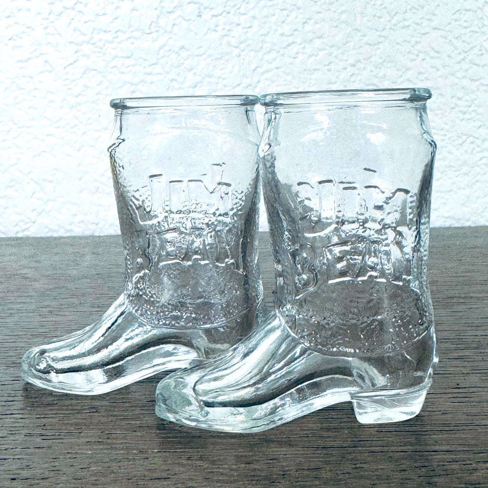 Jim Beam Whiskey Western Boot Shot Glasses Set